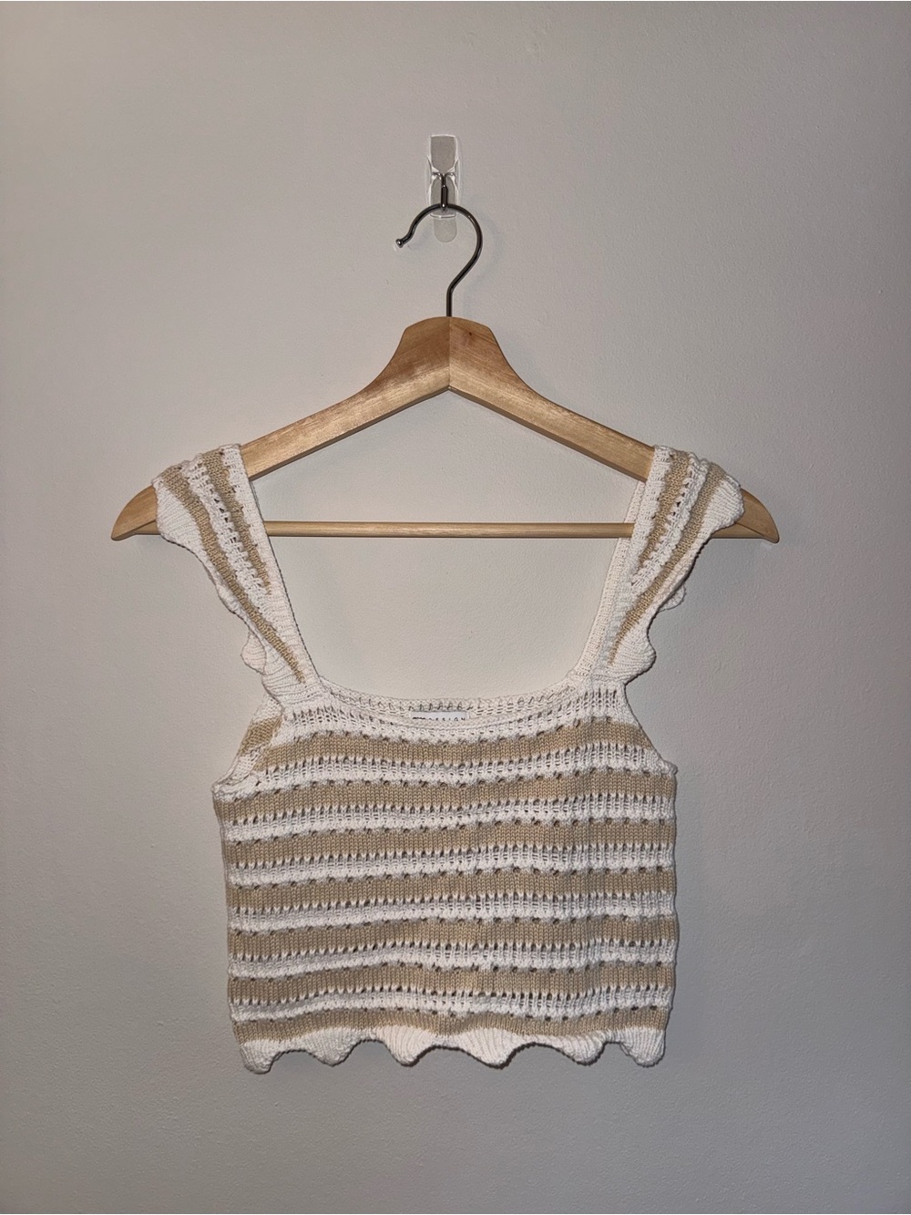 ASOS White and Tan Crochet Stripe Camisole